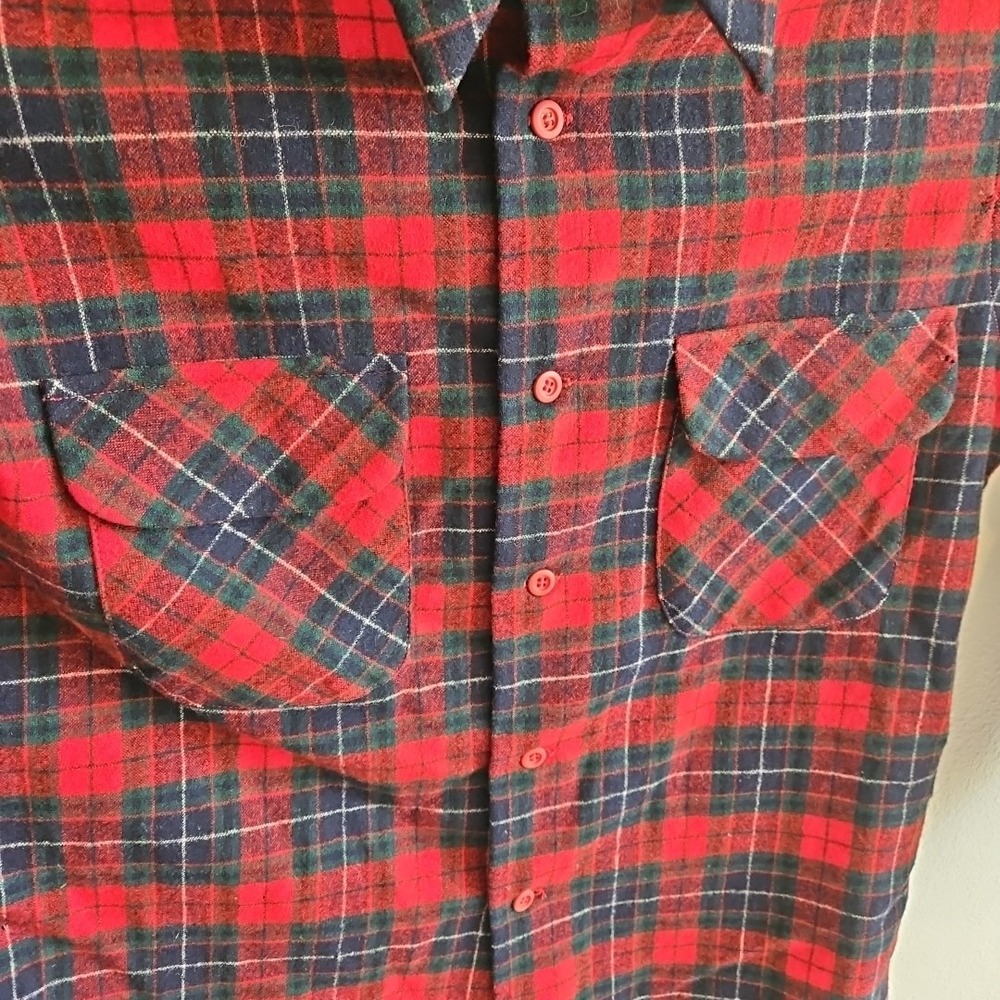 Vintage Pendleton Flannel Shirt Men's Size Large 70s Virgin Wool Red READ DESC - Picture 2 of 8